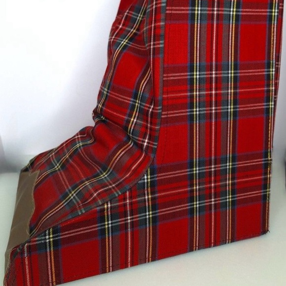 Red Tartan Plaid Canvas Boot Bag Vintage - Picture 1 of 6